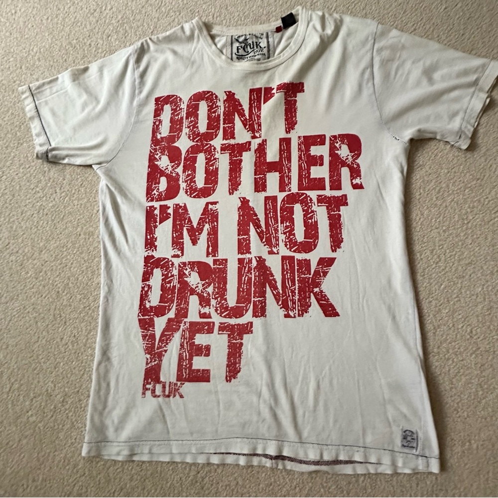 VTG FCUK White Graphic Tee with Red Slogan